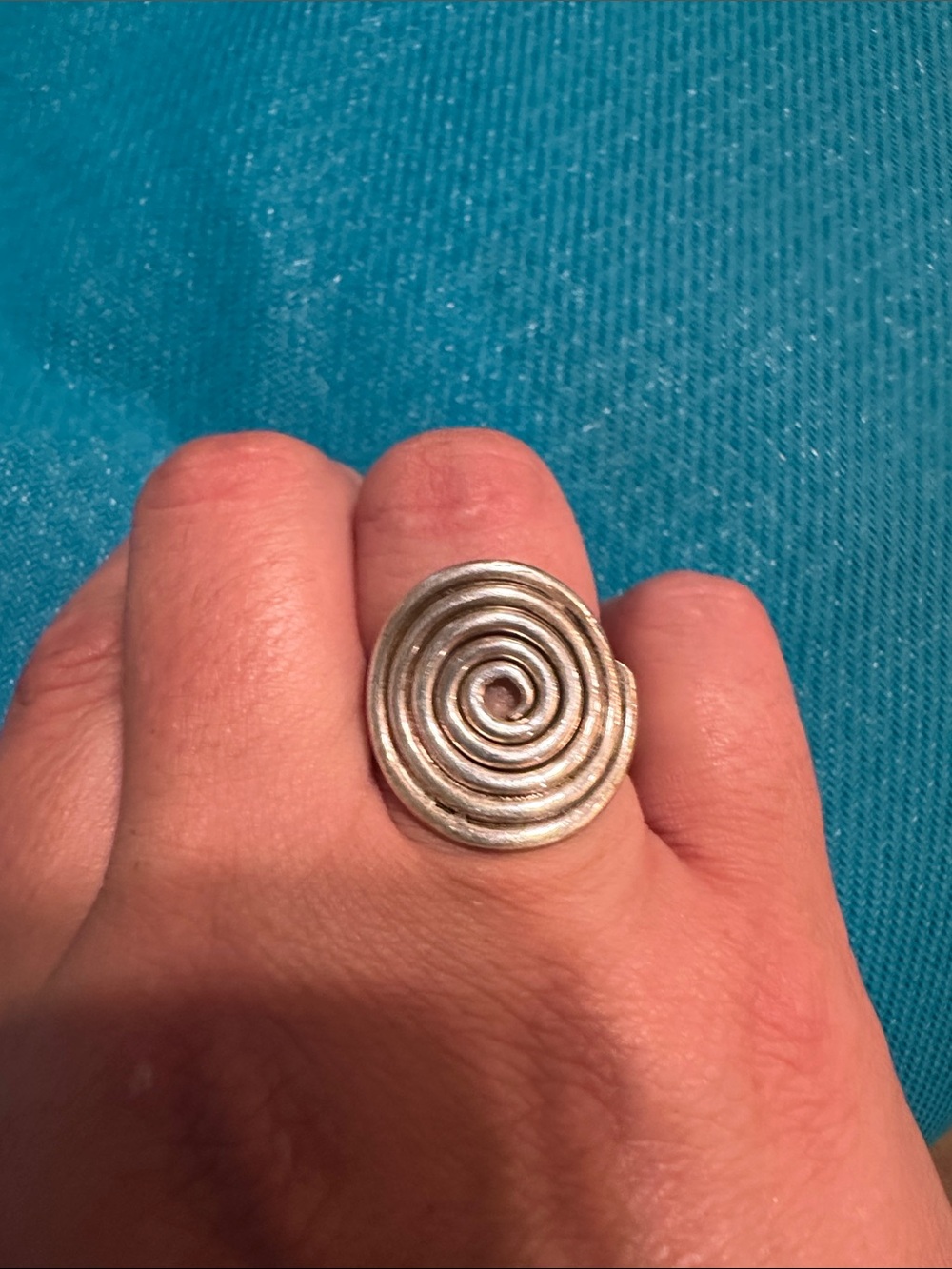 Textured Spiral Ring in Silver-Tone